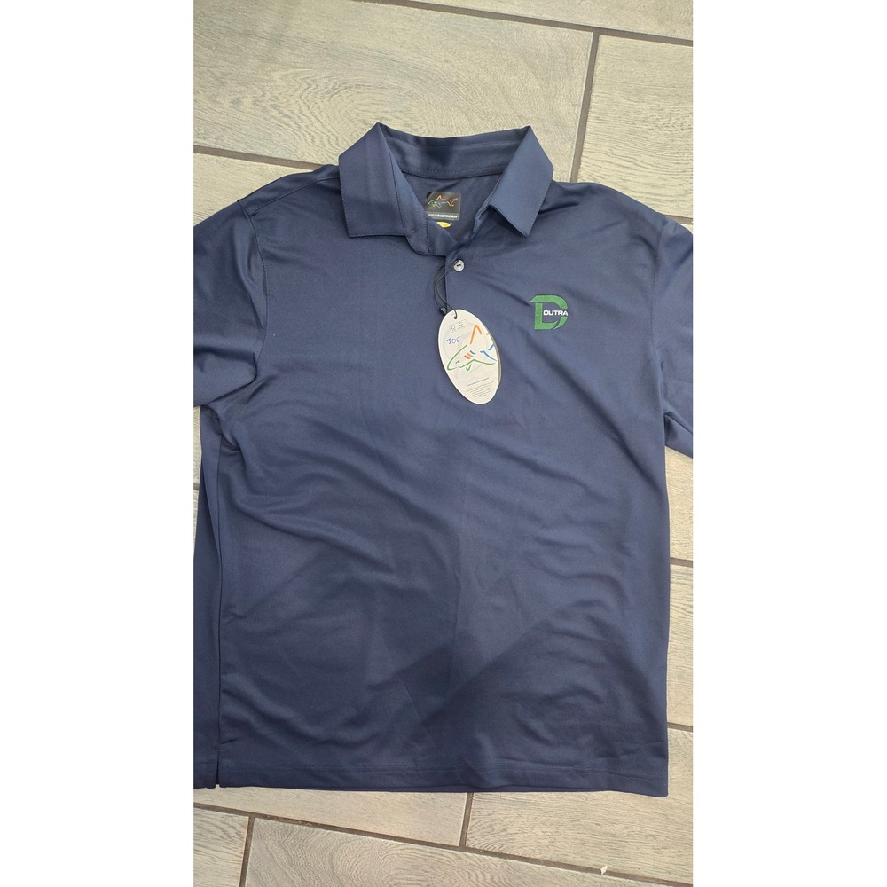 Greg Norman Mens Play Dry Polo Shirt Navy Blue Short Sleeve Dutra Logo Size‎ M